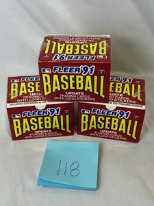 lot 118 image: Lot of (3) 1991 Fleer Baseball Update Sealed Sets - Bagwell RC, I. Rodriguez RC, and More