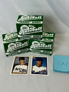 lot 121 image: Lot of (3) New 1991 Topps Traded Baseball Card Sets - I. Rodriguez RC, Bagwell RC, and More