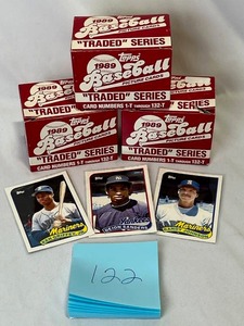 lot 122 image: Lot of (3) 1989 Topps Traded Baseball Card Sets - Griffey, Jr. RC, Randy Johnson RC, Deion Sanders RC, and More
