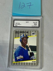lot 127 image: 1989 Fleer #548 Ken Griffey, Jr. RC