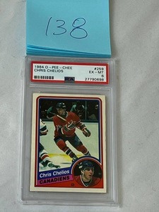 lot 138 image: 1984 O-PEE-CHEE Chris Chelios #259 RC (PSA 6)