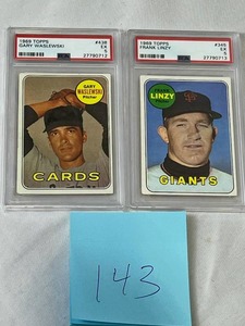 lot 143 image: 1969 Topps Baseball Gary Waslewski and Frank Linzy - Both PSA 5