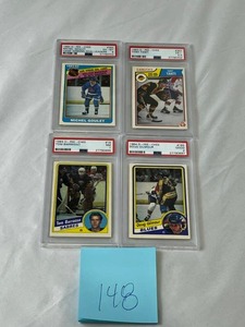 lot 148 image: 1983 & 1984 O-PEE-CHEE Hockey Card Lot - Michael Goulet  Tom Barrasso  Tony Tanti  Doug Gilmour