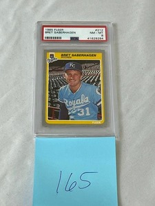 lot 165 image: 1985 Fleer #212 Brett Saberhagen RC PSA 8