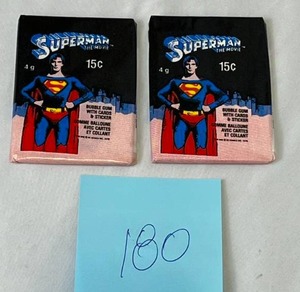 lot 180 image: (2) 1978 O-PEE-CHEE Superman The Movie Sealed Trading Card Wax Packs