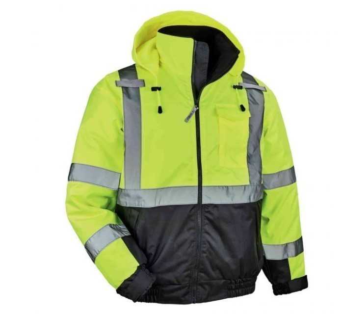 lot 805 image: NEW GloWear 8377 Hi-Vis Lime Winter Bomber Jacket - Type R, Class 3 - 4XL