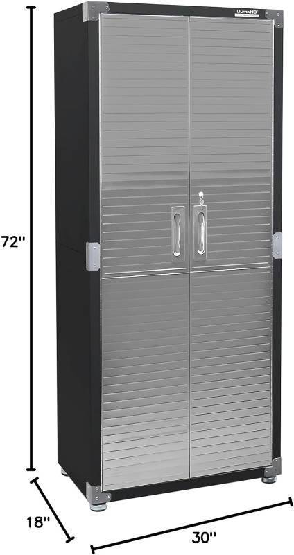 lot 134 image: NEW Seville Classics UltraHD Solid Steel Lockable Metal Storage Cabinet wAdjustable Shelves for Garage, Warehouse, Office, Classroom, 30 W x 18 D x 72 H, Granite