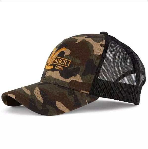 lot 185 image: NEW Yellowstone Dutton Ranch Adjustable Trucker Hat - Camo One Size Fits Most