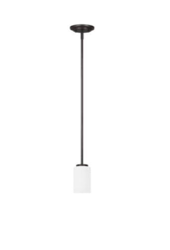 lot 187 image: Generation Lighting 61160EN3-839 Oslo 1 Light 4 Inch Mini Pendant In Blacksmith