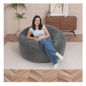 lot 104 image: Lounge and Co Jumbo Lounger - Grey Ribbed
