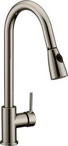 lot 277 image: NEW Design House 547851 Eastport Single-Handle Pull-Down Sprayer Kitchen Faucet, Satin Nickel, 6.13-Pound