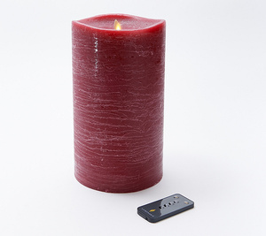 lot 280 image: Luminara Oversized 10 Rustic Finish Pillar with Remote - Red