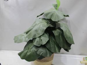 lot 282 image: Large Leaf Artificial Plant in Rope Wound Pot