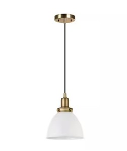 lot 316 image: Meyer&Cross Madison 1-Light White and Brass Pendant with Metal Shade