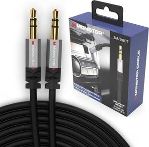 lot 871 image: Monster Gen2 Essentials 3.5mm Stereo Plug to 3.5 mm Stereo Plug AUX Cord for Car, iPhones, and Headphones, 9.8FT