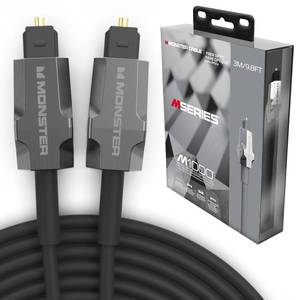 lot 874 image: Monster M-Series 1000 Fiber Optical Audio Toslink Cable, Sound Bar Optical Audio Cable with Gold Connectors, 9.8ft
