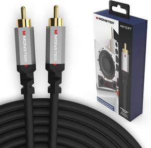 lot 881 image: Monster Essentials Premium Subwoofer Cable Connector for Home Theaters and Cars, RCA Subwoofer Audio Cable, 13.1ft