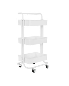 lot 335 image: NEW Seville Classics 3-Tier Steel Cart with Handle - White