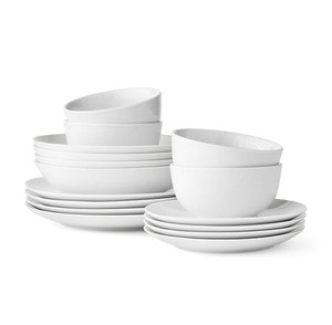 lot 342 image: NEW Members Mark 16-Piece Porcelain Dinnerware Set - White