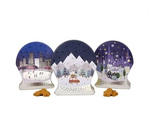 lot 388 image: NEW The Silver Crane Festive Light-Up Snow Globes with Spiced Gingerbread Cookies, 3.52 Oz (3 Pack)
