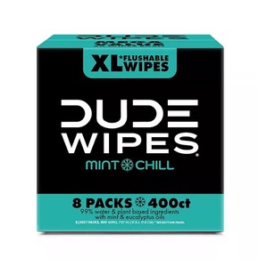 lot 394 image: NEW DUDE Wipes Flushable Wipes, Extra Large, Mint Chill Wipes (400 ct.)