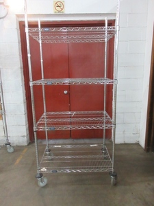 lot 237 image: NEXEL CHROME WIRE SHELVING WITH WHEELS