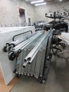 lot 241 image: CHROME WIRE SHELVING UNIT WITH WHEELS