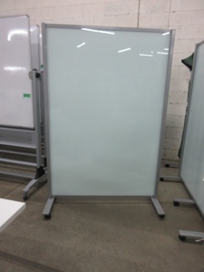 lot 260 image: DOUBLE SIDED, ROLLING GLASS WHITE BOARD