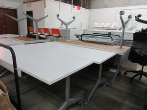 lot 280 image: ALLSTEEL ROLLING WORK TABLES WITH CORD MANAGEMENT