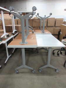lot 288 image: ALLSTEEL, WHITE ROLLING WORK TABLES