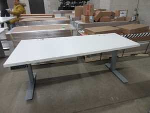lot 371 image: ALLSTEEL WEDGE WORK TABLES WITH CORD MANAGEMENT AND SWITCH