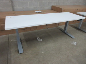 lot 374 image: ALLSTEEL WORK TABLES WITH CORD MANAGEMENT AND SWITCH