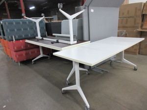 lot 284 image: ALLSTEEL ROLLING WORK TABLES WITH CORD MANAGEMENT