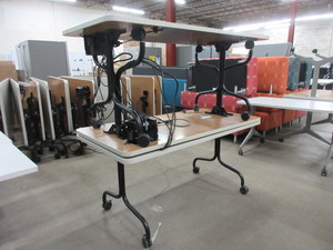 lot 293 image: STEELCASE FLIP TOP TABLES WITH AND WITHOUT STATE OF THE ART TECHNOLOGY PORT