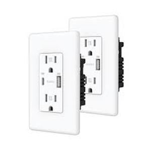lot 13 image: Feit Electric 2PK Wall Outlets With 2 USB Ports 4.8 Amps, 120 V 2 Pack