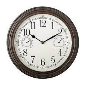 lot 20 image: 12 Outdoor Wall Clock with Weather Resistant TemperatureHumidity Dials - Westclox