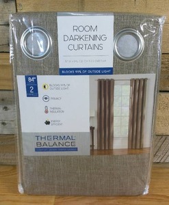 lot 30 image: Thermal Balance Room Darkening Curtains (2 Panels) 52 x 84-Natural Bristol