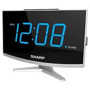 lot 112 image: Jumbo LED Curved Display Alarm Clock - Sharp