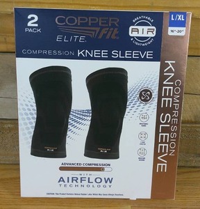 lot 101 image: Elite Copper Fit Airflow Technology Knee Compression Sleeve LXL 16-20 2 Pack