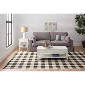 lot 157 image: Stylewell Collins IvoryBlack 7 ft. x 10 ft. Plaid IndoorOutdoor Area Rug