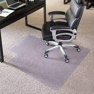 lot 165 image: EverLife Light Use Chair Mat for Flat to Low Pile Carpet, Rectangular with Lip, 36 x 48, Clear