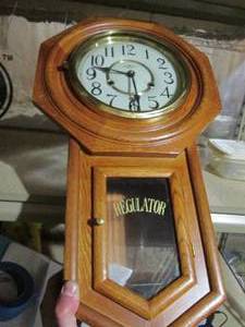 Wood Framed D&ampA wall mount regulator clock