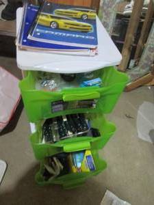 Bella 3-drawer locking chest of drawers full of assorted personal care supplies, kitchen utensils and more