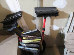 Automotive snow brushes, sun reflectors, insulated cooler and outdoor folding table