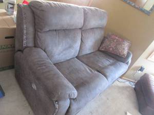 Suede-Leather like Dual Reclining End Loveseat with USB plug-in capability