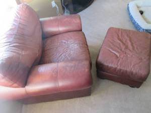 Well loved Oversized relaxing Chair with matching Ottoman
