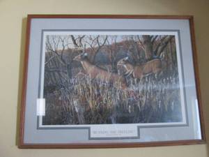 Framed and double matted Running the treeline signed and numbered print by Stephen P. Hamrick