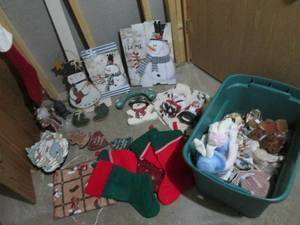 Wood Christmas wall decor, ceramic statues and more