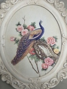 lot 11 image: Floral Peacock Wall Plaque Set