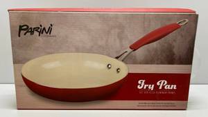 lot 12 image: Parini Cookware Frying  Pan 9.5 Non- Stick Ceramic Interior Aluminum Enamel